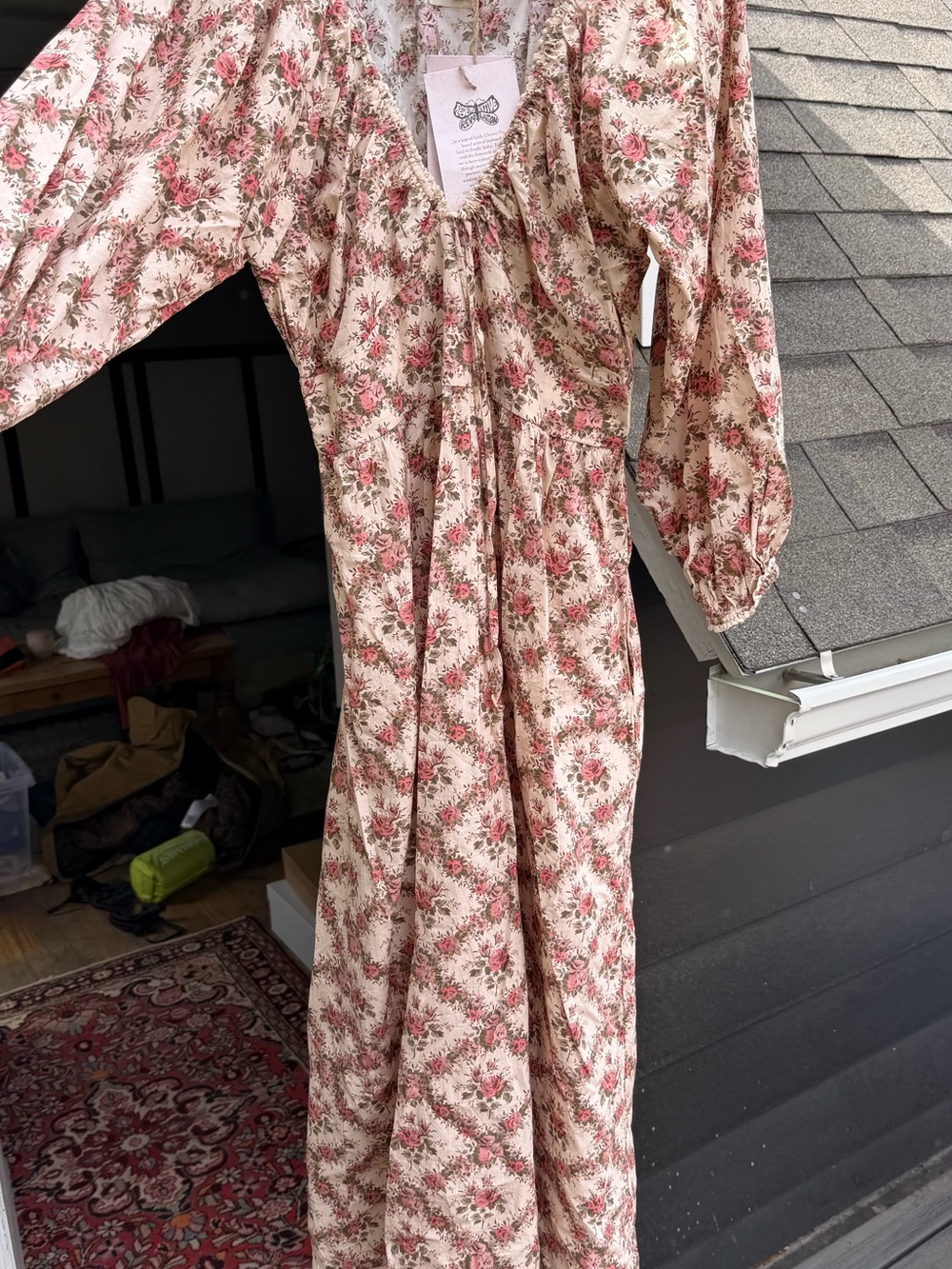 Christy Dawn Cream Maxi Dress with Pink Floral Print